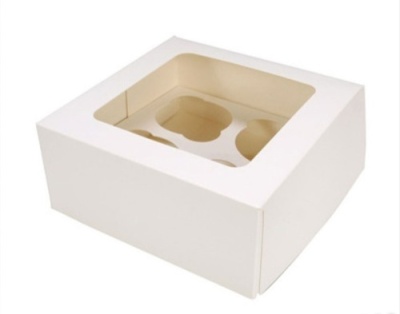 картинка Короб картонный под 4 капкейка с окном 160*160*100 (150 шт) от Торговой Компании "Зима"