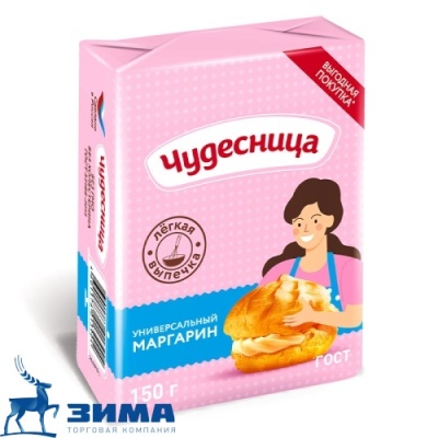 картинка Маргарин Чудесница 55% масляная пачка фольга 150 гр (коробка 24 шт)34060103 от Торговой Компании "Зима"