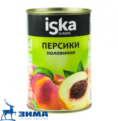 картинка ПЕРСИКИ в сиропе половинки  425 мл ISKA ж/б (упаковка 12 шт) от Торговой Компании "Зима"