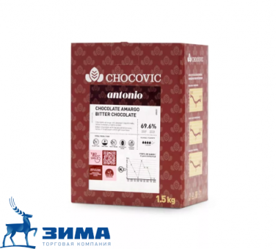 картинка Шоколад Chocovic горький Antonio. 69,6 % какао (коробка 1,5 кг) диски CHD-N7CHVC-69B от Торговой Компании "Зима"