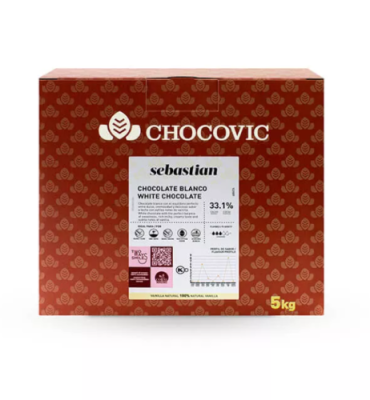 картинка Шоколад Chocovic белый Sebastian. 33,1 % какао (коробка 5 кг) диски CHW-S4CHVC-94B от Торговой Компании "Зима"