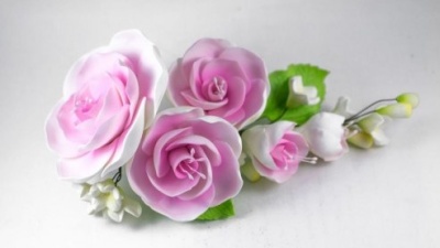 картинка Цветы из мастики (1шт) 11180*Bi  Розы розовые  от Торговой Компании "Зима"