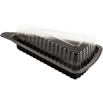 картинка Контейнер черный ТОРТИКИ для 1 кусочка пирога ДНО+КРЫШКА (800) комплект от Торговой Компании "Зима"