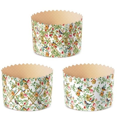 картинка Форма бумажная для кулича d110xh85 мм ПТИЧКИ В САДУ (1900 шт) pmK11085cPS от Торговой Компании "Зима"