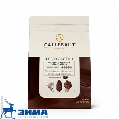 картинка Шоколад Callebaut темный для глазирования мороженого Каллеты 2,5 кг ICE-45-DNV-552 от Торговой Компании "Зима"