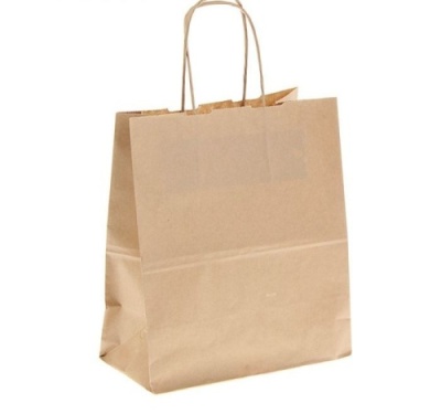 Пакет бумажный 26*15*34см (250 шт)  КРАФТ, с кручеными ручками  от Торговой Компании "Зима" картинка Пакет бумажный 26*15*34см (250 шт)  КРАФТ, с кручеными ручками  от Торговой Компании "Зима"