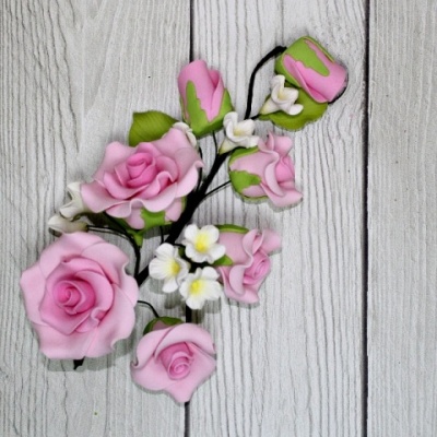 картинка Цветы из мастики (12 шт) 11941B Розы розовые  от Торговой Компании "Зима"