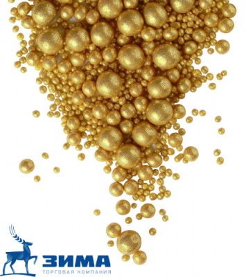 картинка ДРАЖЕ ЗЕРНОВОЕ взорванные зерна риса в цветной глазури БЛЕСК золото (уп1,5 кг)# 704 от Торговой Компании "Зима"