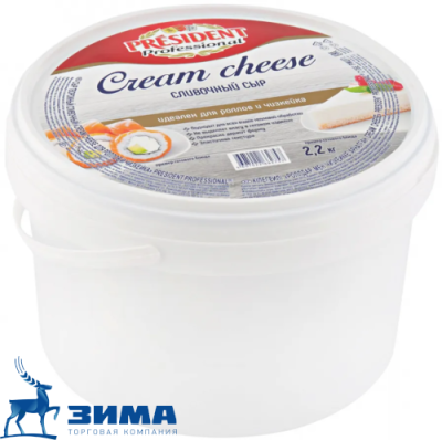 картинка Сыр творожный CREAM CHEESE PRESIDENT (ведро 2.2 кг) ЧЗ от Торговой Компании "Зима"