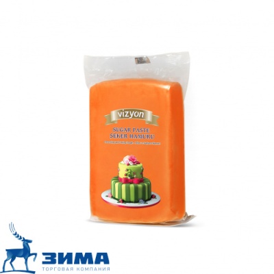 картинка Мастика Сахарное тесто оранжевая "Визьен" 0,5 кг от Торговой Компании "Зима"
