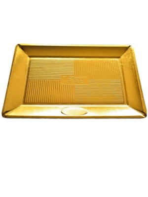 картинка Поднос картонный ДЗЕН прямоуг.золотой 45x33 (пакет 50 шт.) 65213 от Торговой Компании "Зима"